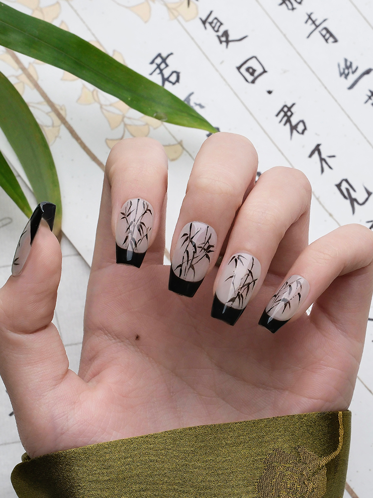 Ink Bamboo Ombre Nails