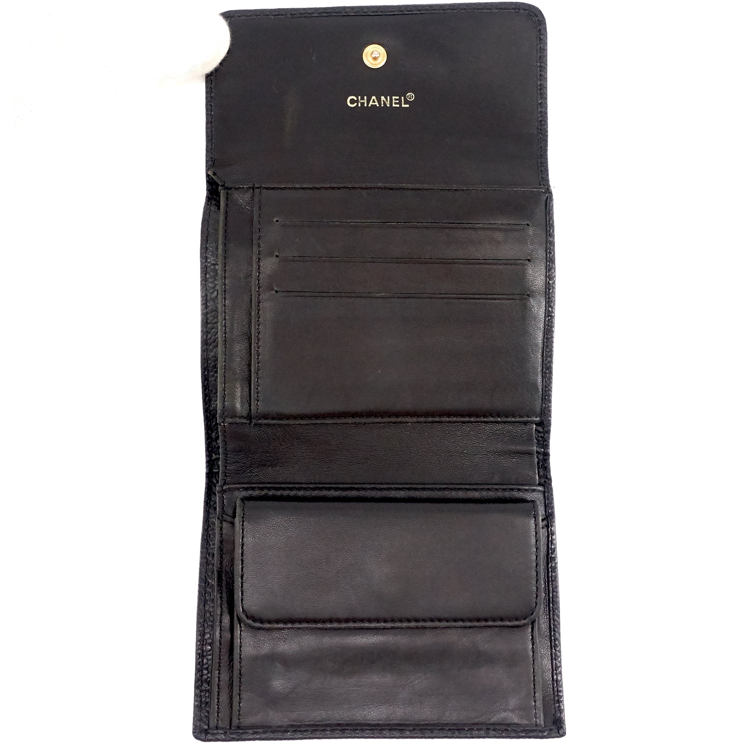 Top Quality Chanel CC Timeless Trifold Caviar Leather Wallet