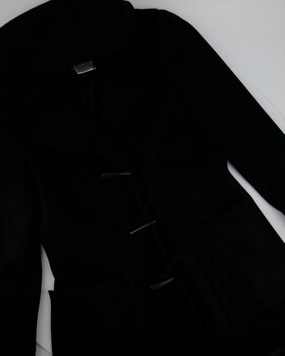 Top Quality Chanel Black Hooded Longline Wool Coat with Toggle Fasten Detail  FR 42 (UK 10)