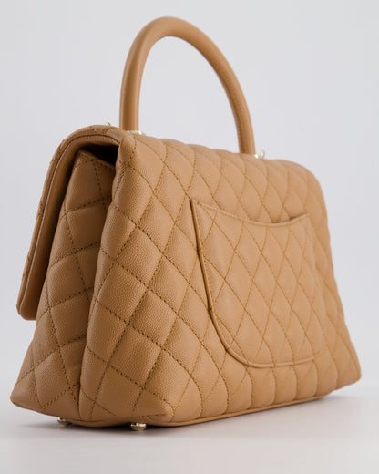 *RARE* Top Quality Chanel Medium Caramel Caviar Quilted Coco Flap Bag with Champagne Gold Hardware