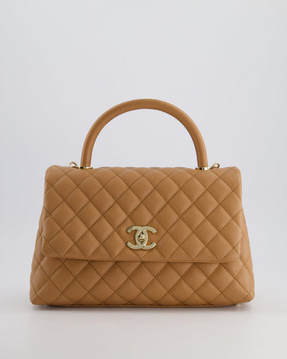 *RARE* Top Quality Chanel Medium Caramel Caviar Quilted Coco Flap Bag with Champagne Gold Hardware