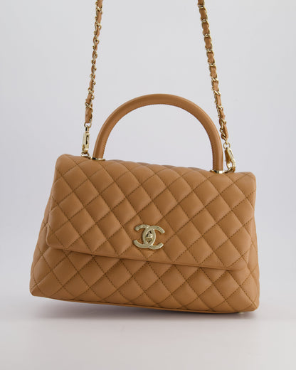 *RARE* Top Quality Chanel Medium Caramel Caviar Quilted Coco Flap Bag with Champagne Gold Hardware