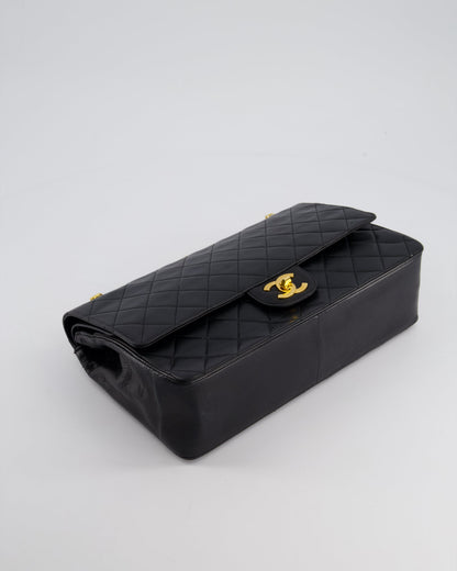 Top Quality Chanel Black Vintage Medium Lambskin Classic Flap with Stitched Edge and 24K Gold Hardware