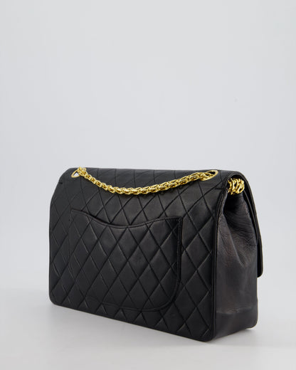 Top Quality Chanel Black Vintage Medium Lambskin Classic Flap with Stitched Edge and 24K Gold Hardware
