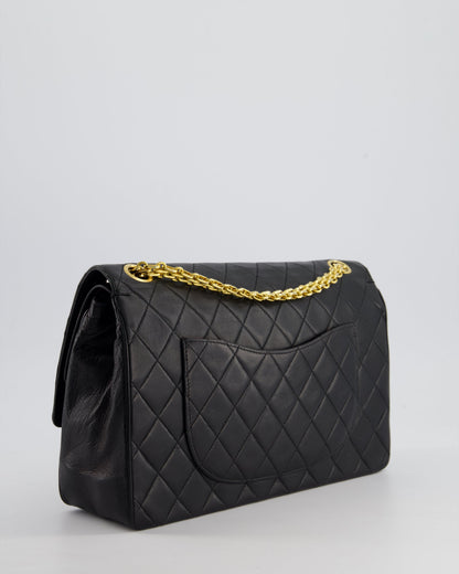 Top Quality Chanel Black Vintage Medium Lambskin Classic Flap with Stitched Edge and 24K Gold Hardware