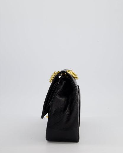 Top Quality Chanel Black Vintage Medium Lambskin Classic Flap with Stitched Edge and 24K Gold Hardware