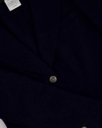 Top Quality Chanel Navy Wool Blazer Jacket with Silver CC Button Detail FR 36 (UK 8)