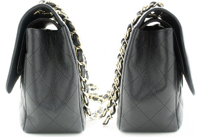 Top Quality Chanel Classic Large 11 Chain Shoulder Bag W New Black Caviar