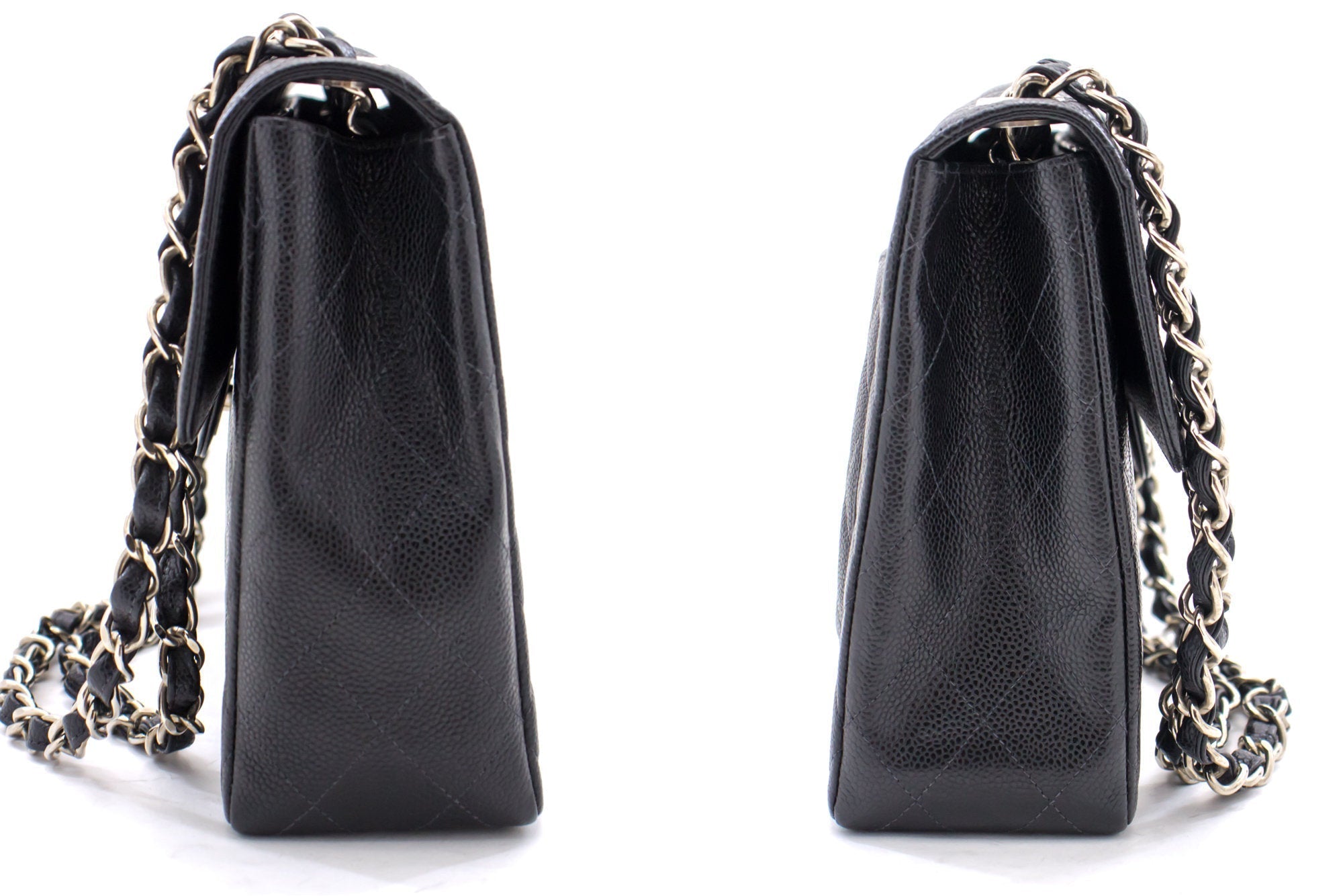 Top Quality Chanel Classic Large 11 Chain Shoulder Bag Black Grained Calfskin