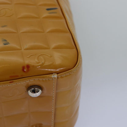 Top Quality Chanel Choco Bar Hand Bag Enamel Yellow CC Auth ac2997