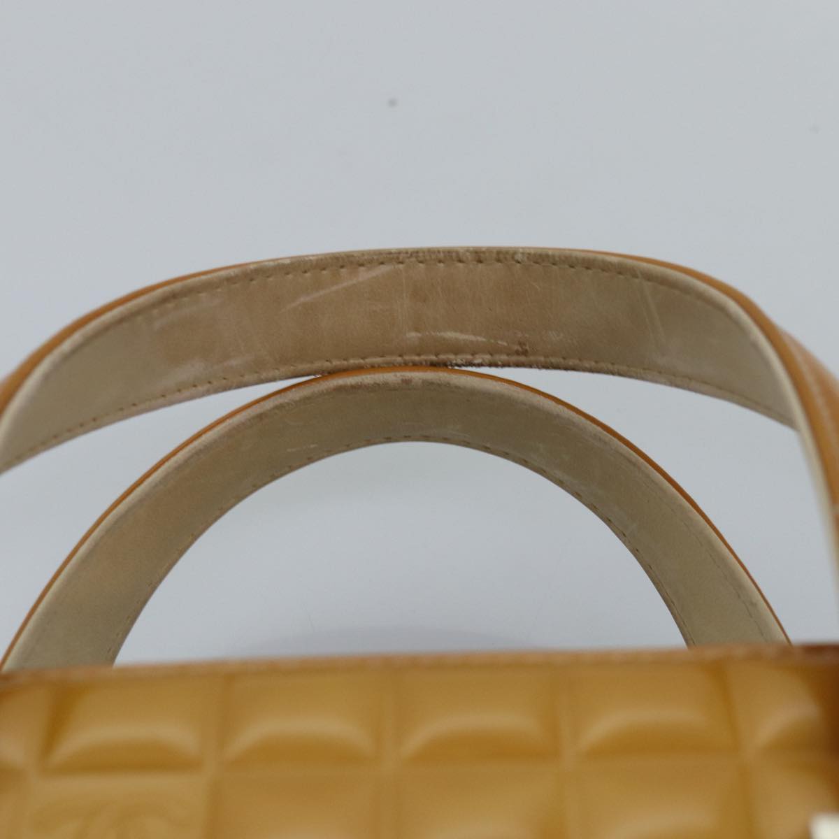 Top Quality Chanel Choco Bar Hand Bag Enamel Yellow CC Auth ac2997