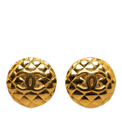 Top Quality Chanel Vintage Matelasse Coco Mark Round Earrings