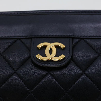 Top Quality Chanel Clutch Bag Lamb Skin Black CC Auth am4611
