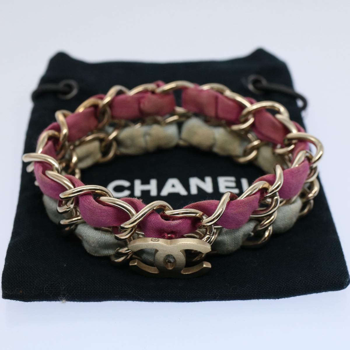 Top Quality Chanel COCO Mark Chain Bracelet metal Blue Purple Silver CC Auth am5014