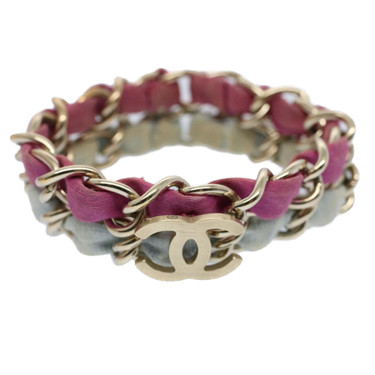 Top Quality Chanel COCO Mark Chain Bracelet metal Blue Purple Silver CC Auth am5014