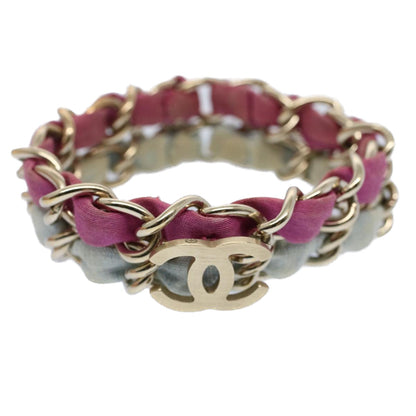 Top Quality Chanel COCO Mark Chain Bracelet metal Blue Purple Silver CC Auth am5014
