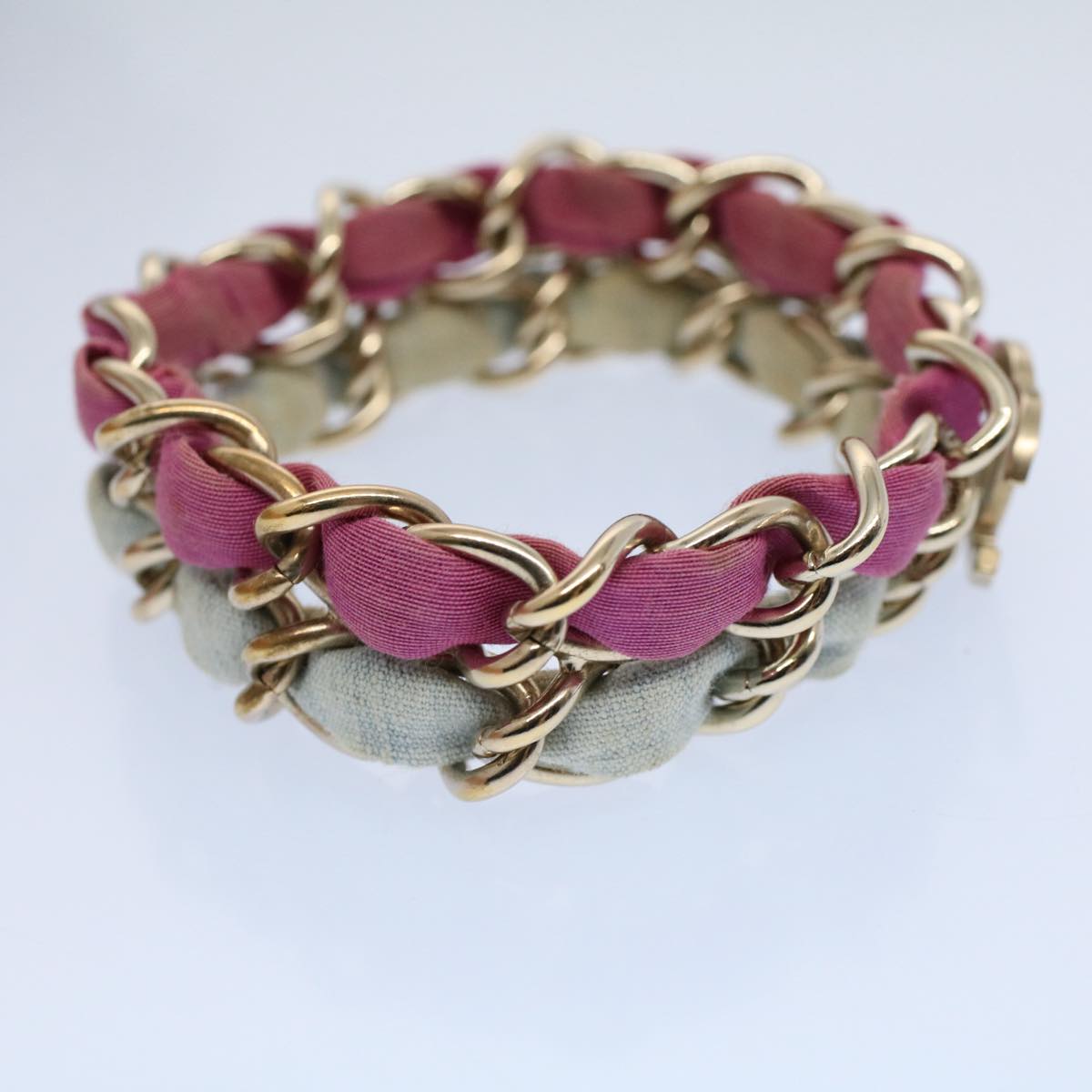 Top Quality Chanel COCO Mark Chain Bracelet metal Blue Purple Silver CC Auth am5014