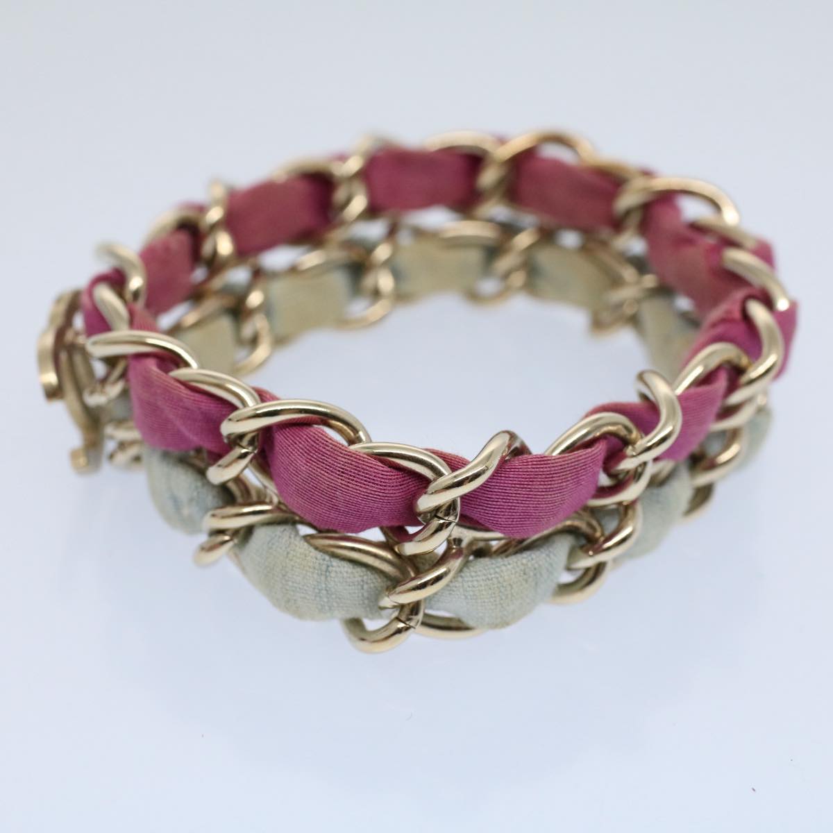 Top Quality Chanel COCO Mark Chain Bracelet metal Blue Purple Silver CC Auth am5014