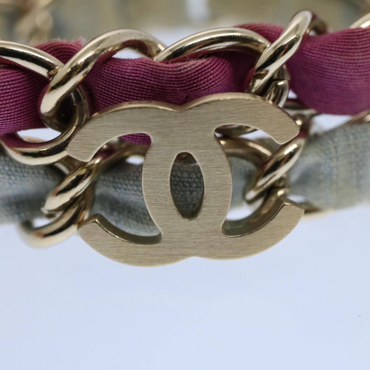 Top Quality Chanel COCO Mark Chain Bracelet metal Blue Purple Silver CC Auth am5014