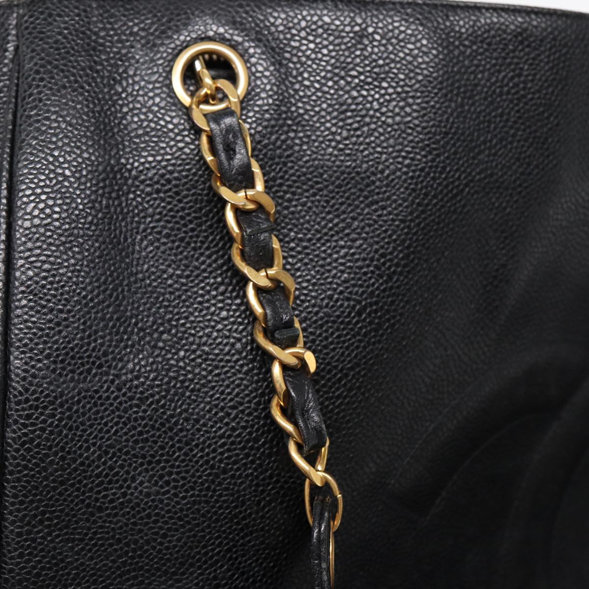 Top Quality Chanel COCO Mark Chain Tote Bag Caviar Skin Beige CC Auth am6645A