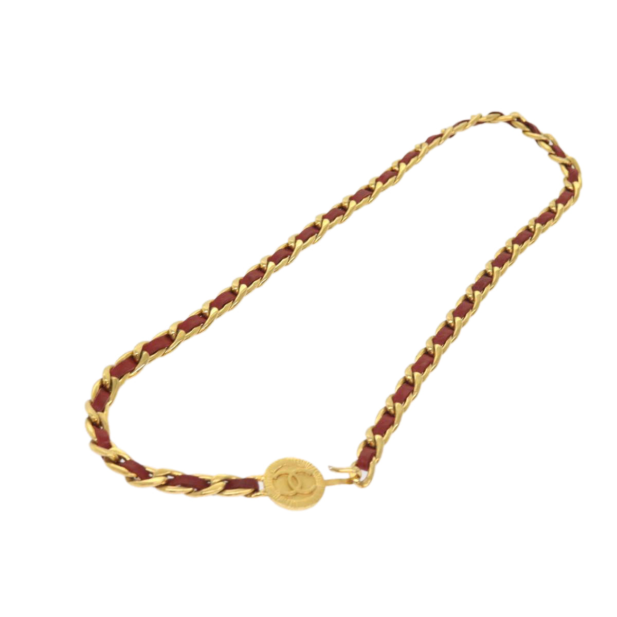 Top Quality Chanel COCO Mark Chain Belt Red CC Auth ar10386B