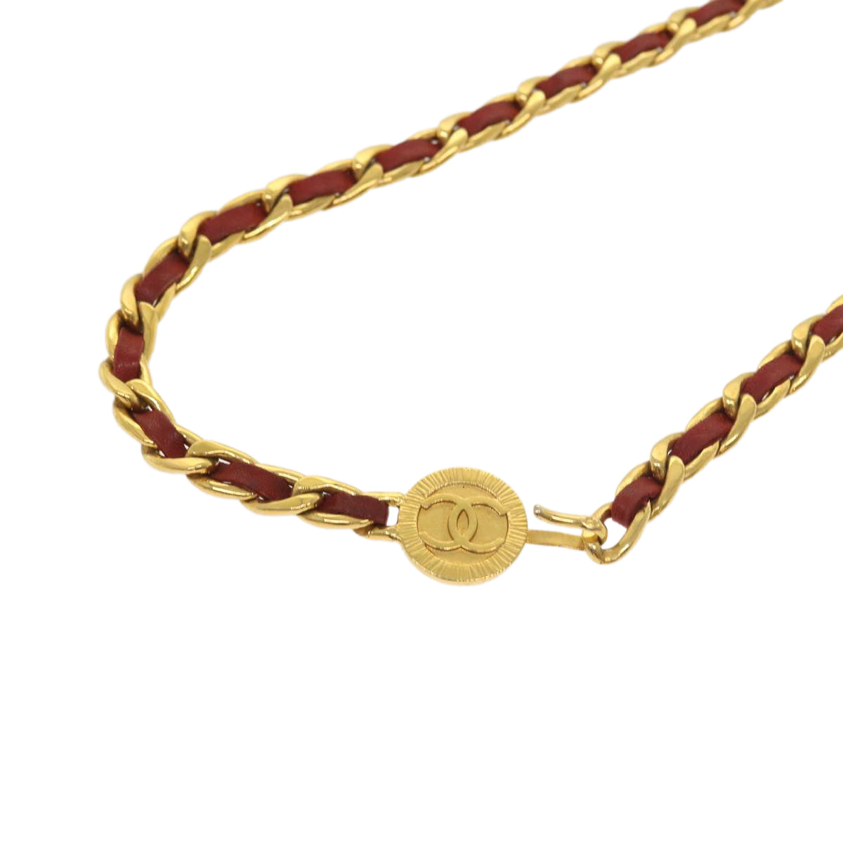 Top Quality Chanel COCO Mark Chain Belt Red CC Auth ar10386B