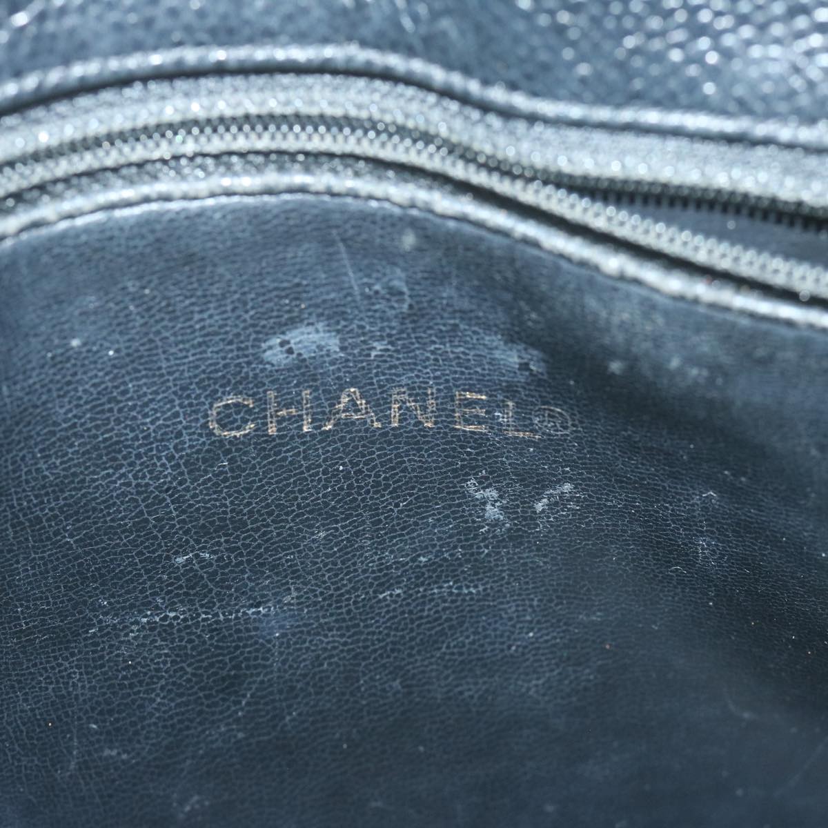 Top Quality Chanel Chain Turn Lock Shoulder Bag Caviar Skin Black CC Auth ar11351