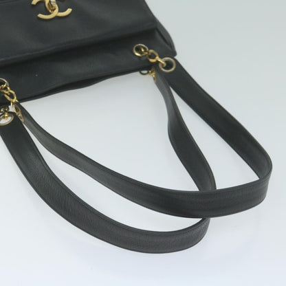 Top Quality Chanel Chain Turn Lock Shoulder Bag Caviar Skin Black CC Auth ar11351