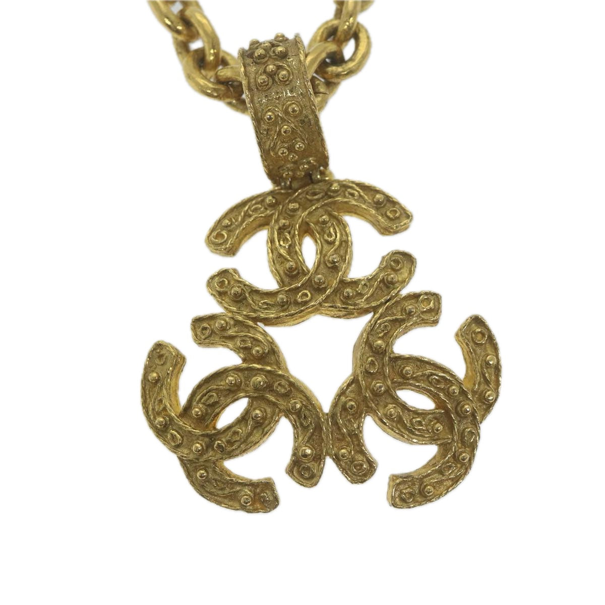 Top Quality Chanel COCO Mark Chain Necklace Gold CC Auth ar11353
