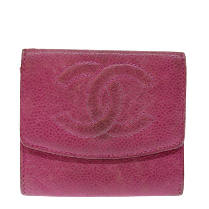 Top Quality Chanel COCO Mark Coin Purse Caviar Skin Pink CC Auth ar11706