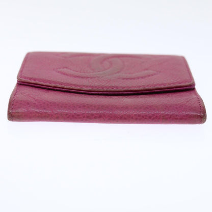 Top Quality Chanel COCO Mark Coin Purse Caviar Skin Pink CC Auth ar11706