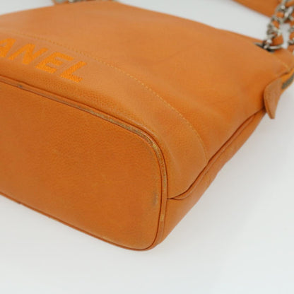 Top Quality Chanel Chain Shoulder Bag Caviar Skin Orange CC Auth ar8526