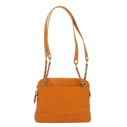 Top Quality Chanel Chain Shoulder Bag Caviar Skin Orange CC Auth ar8526