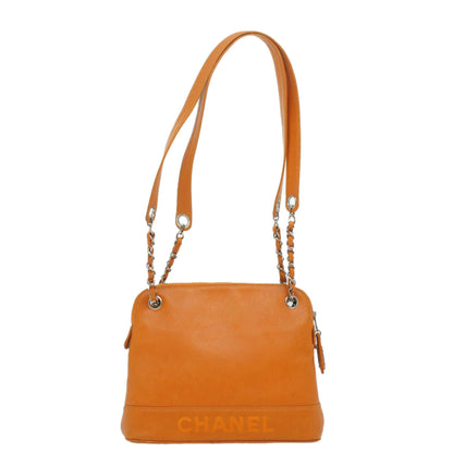 Top Quality Chanel Chain Shoulder Bag Caviar Skin Orange CC Auth ar8526