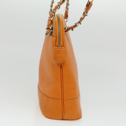 Top Quality Chanel Chain Shoulder Bag Caviar Skin Orange CC Auth ar8526