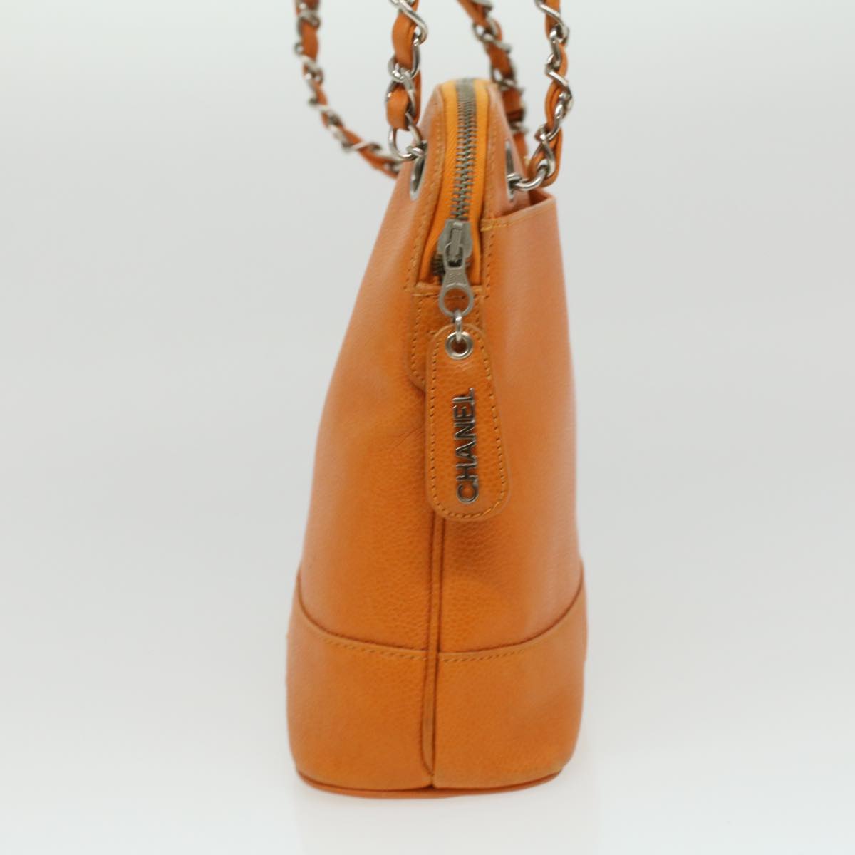 Top Quality Chanel Chain Shoulder Bag Caviar Skin Orange CC Auth ar8526