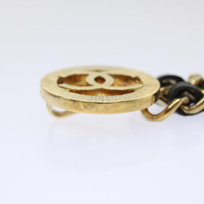 Top Quality Chanel Chain Belt Metal Leather Gold Tone Black CC Auth ar9801B