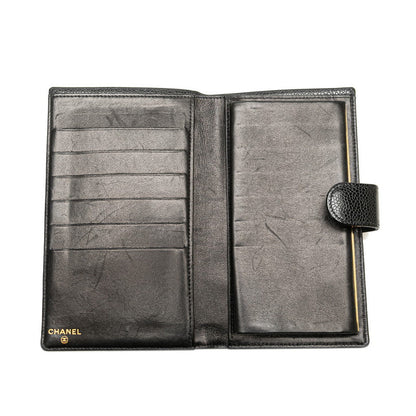 Top Quality Chanel Caviar Skin Coco Mark Long Wallet A13498