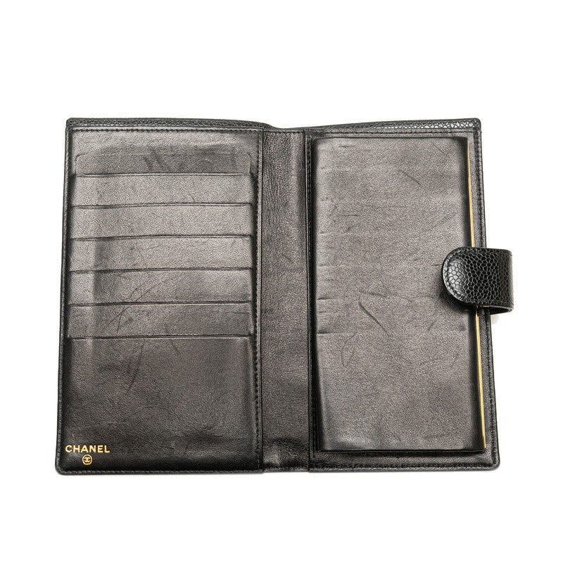 Top Quality Chanel Caviar Skin Coco Mark Long Wallet A13498
