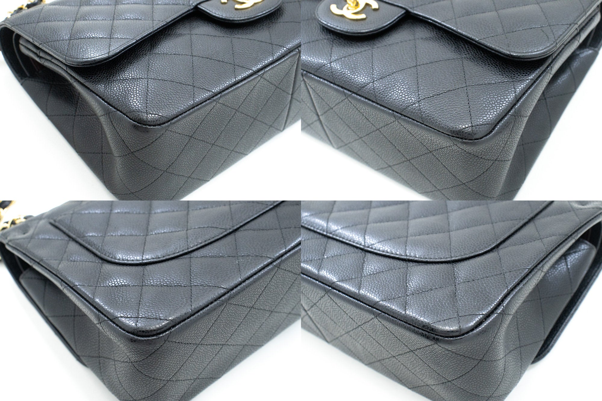 Top Quality Chanel Classic Large 11 Grained Calfskin Chain Shoulder Bag Black