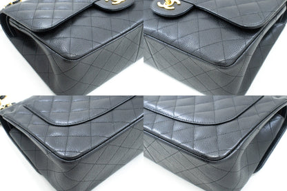 Top Quality Chanel Classic Large 11 Grained Calfskin Chain Shoulder Bag Black