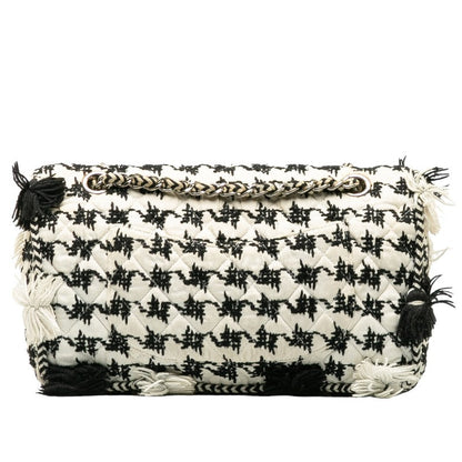 Top Quality Chanel Flap Chain Shoulder Bag Canvas White Black Ladies