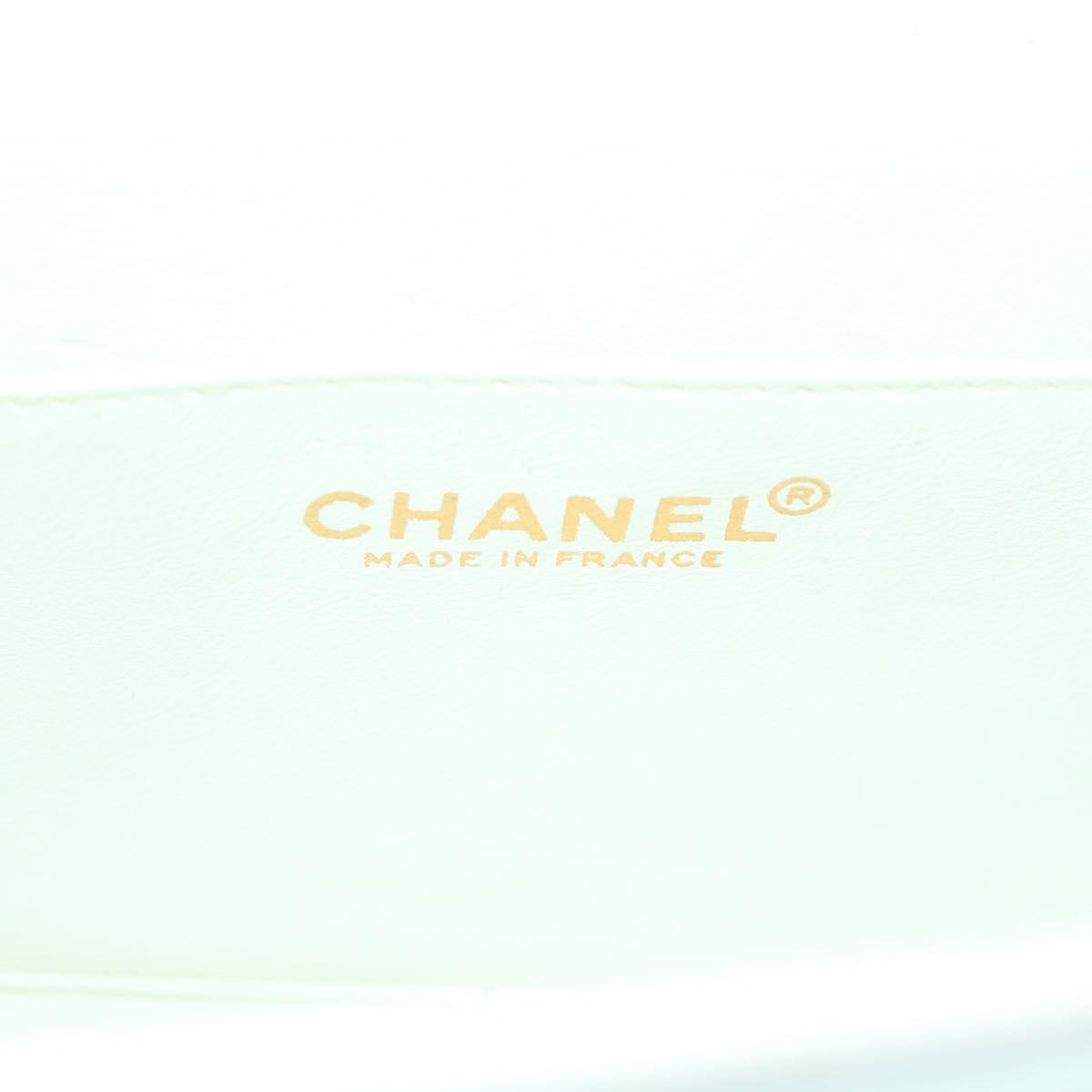 Top Quality Chanel Choco Bar line Chain Shoulder Bag Leather White CC Auth bs10047
