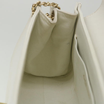 Top Quality Chanel Choco Bar line Chain Shoulder Bag Leather White CC Auth bs10047