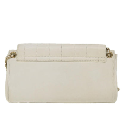 Top Quality Chanel Choco Bar line Chain Shoulder Bag Leather White CC Auth bs10047