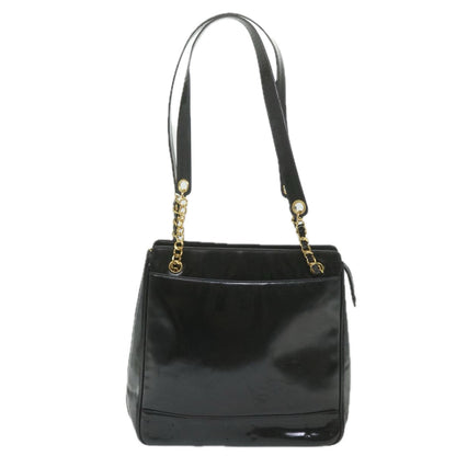 Top Quality Chanel Chain Shoulder Bag Patent leather Black CC Auth bs10115