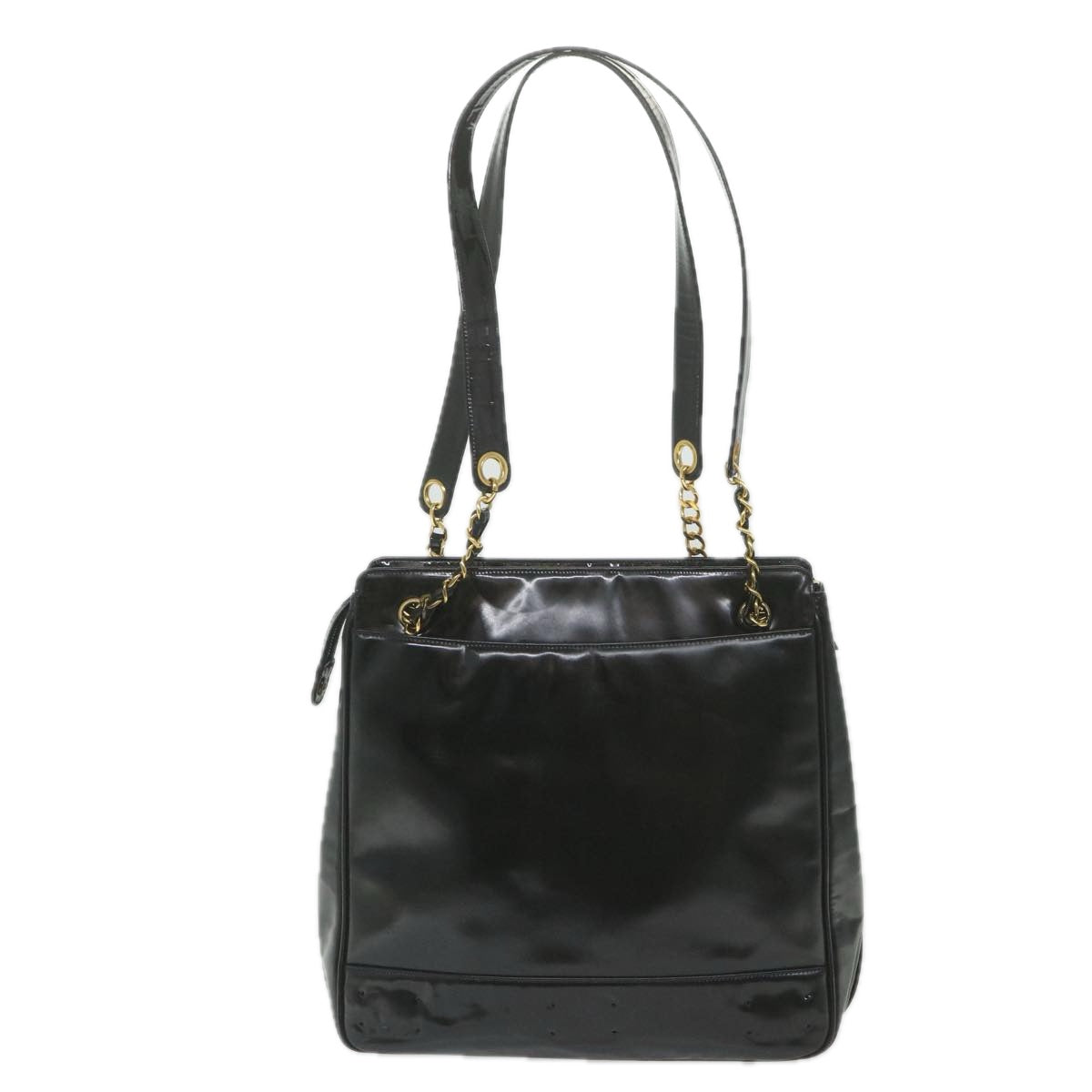 Top Quality Chanel Chain Shoulder Bag Patent leather Black CC Auth bs10115