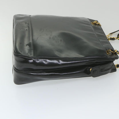 Top Quality Chanel Chain Shoulder Bag Patent leather Black CC Auth bs10115