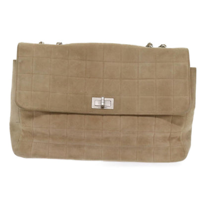 Top Quality Chanel Choco Bar Chain Shoulder Bag Suede Beige CC Auth bs11679