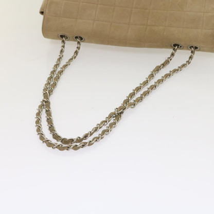 Top Quality Chanel Choco Bar Chain Shoulder Bag Suede Beige CC Auth bs11679